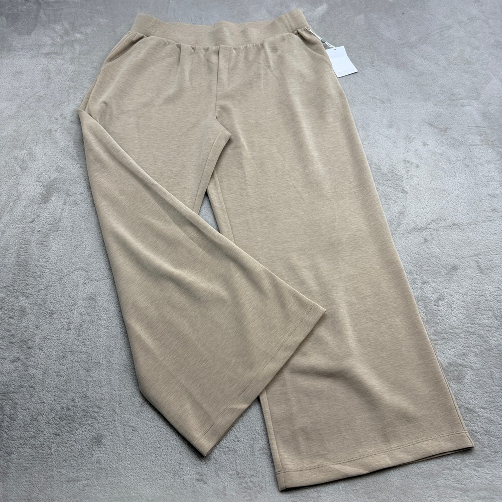 Zella Ultra Soft Scuba Pant Women XL Tan Kelp Heather Wide Leg Athleisure Lounge
